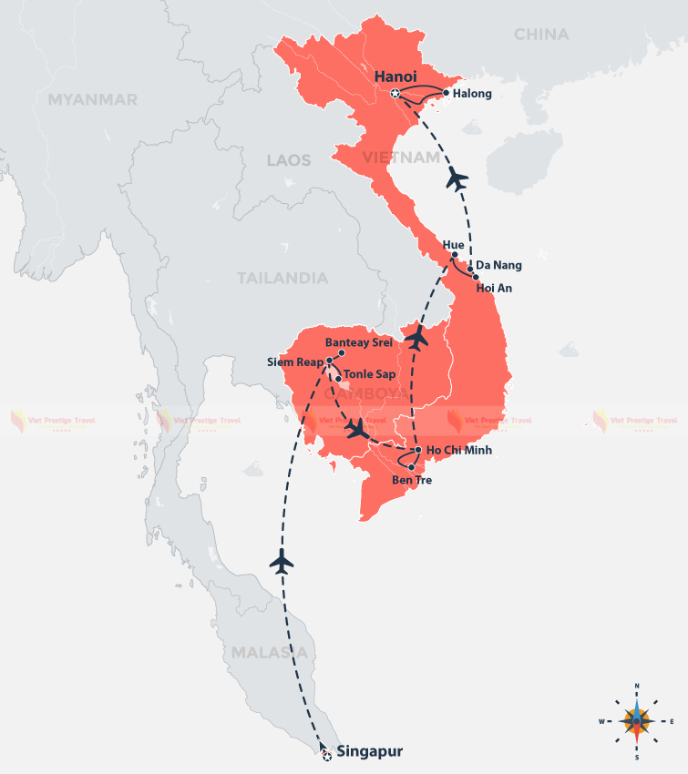 RECORRIDO POR SINGAPUR CAMBOYA Y VIETNAM