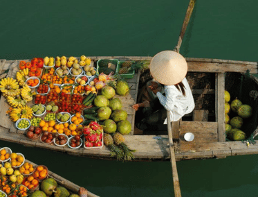 Mercado Flotante en Delta del Mekong